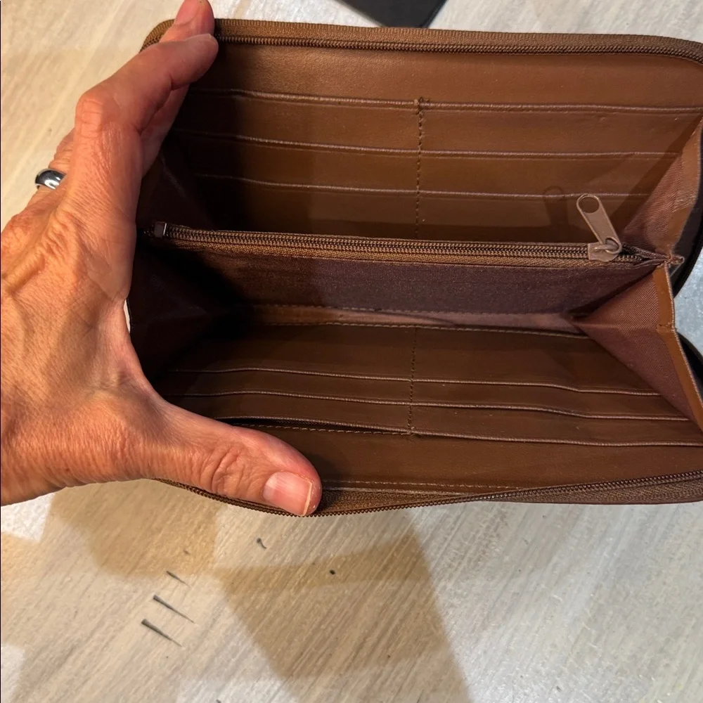 Brown Leather monogram, Wallet-,HWH